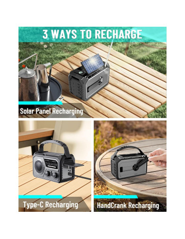Radio Meteorológica de Emergencia FQBLXY 16000mAh Solar AM/FM