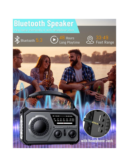 Radio Meteorológica de Emergencia FQBLXY 16000mAh Solar AM/FM