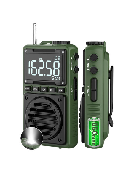 Radio Digital AM FM Meteorológica Jimeng 850mAh Verde