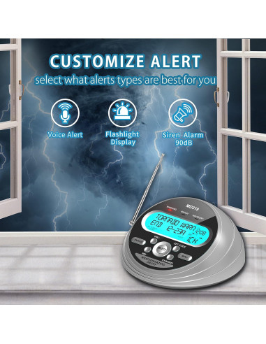 Radio de Alerta Meteorológica NOAA BGUS-319 con S.A.M.E.