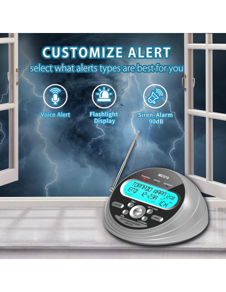 Radio de Alerta Meteorológica NOAA BGUS-319 con S.A.M.E.