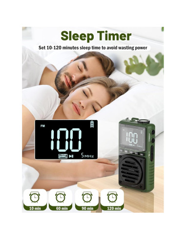 Radio Digital AM FM Meteorológica Jimeng 850mAh Verde