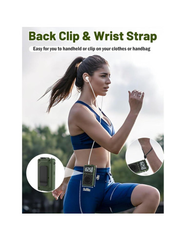 Radio Digital AM FM Meteorológica Jimeng 850mAh Verde