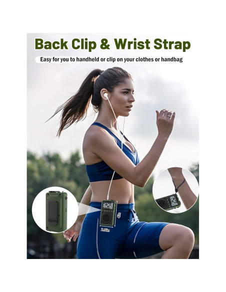 Radio Digital AM FM Meteorológica Jimeng 850mAh Verde