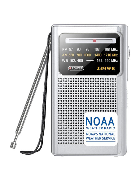 Radio Meteorológica NOAA Greadio Portátil AM/FM Batería 119g