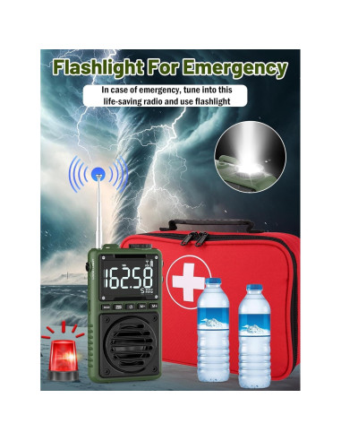 Radio Digital AM FM Meteorológica Jimeng 850mAh Verde