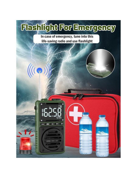 Radio Digital AM FM Meteorológica Jimeng 850mAh Verde