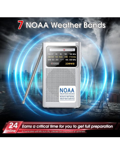 Radio Meteorológica NOAA Greadio Portátil AM/FM Batería 119g 2