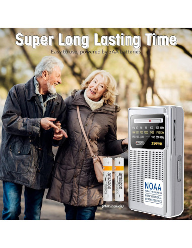 Radio Meteorológica NOAA Greadio Portátil AM/FM Batería 119g