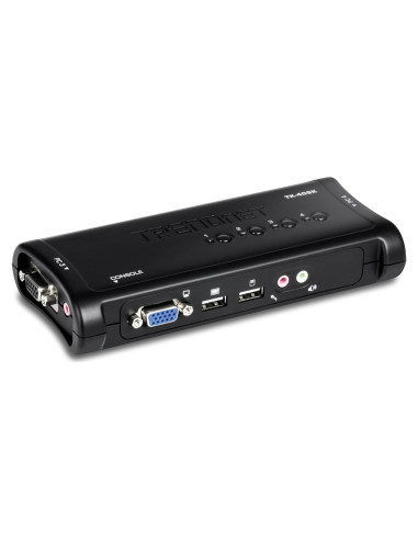 Interruptor KVM USB 4 Puertos TRENDnet TK-409K con Audio