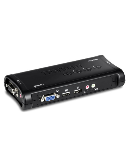 Interruptor KVM USB 4 Puertos TRENDnet TK-409K con Audio