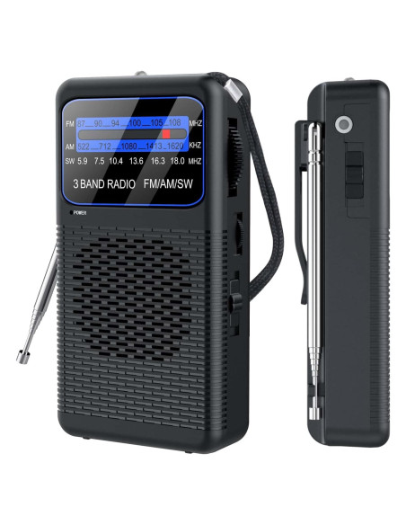 Radio de bolsillo Ekevitte EKE88 AM/FM/Onda Corta con Linterna