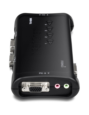 Interruptor KVM USB 4 Puertos TRENDnet TK-409K con Audio
