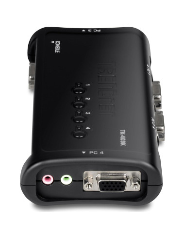 Interruptor KVM USB 4 Puertos TRENDnet TK-409K con Audio