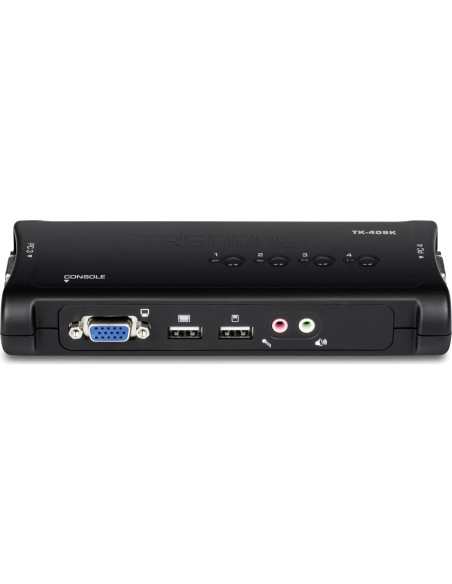 Interruptor KVM USB 4 Puertos TRENDnet TK-409K con Audio