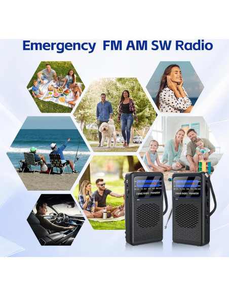 Radio de bolsillo Ekevitte EKE88 AM/FM/Onda Corta con Linterna