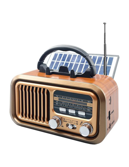 Radio Retro Portátil AM FM Paeiope YG-7070 Carga Solar USB