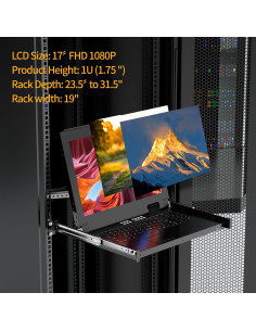 Conmutador KVM VGA Arvitek 8 Puertos 17" LCD Montaje Rack 1U 2