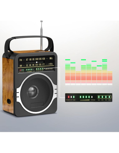 Radio Portátil AM FM Bluetooth 5.0 JEUJUG Recargable 10h