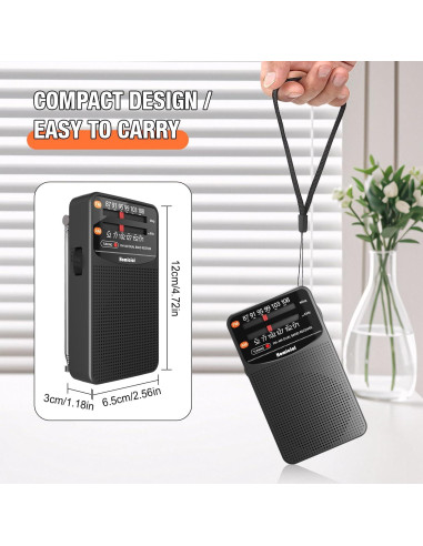Radio Portátil AM/FM Homicial, Compacta y Ligera, 104.9g