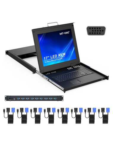 Consola KVM Rack 1U MT-VIKI 8 Puertos VGA 17" LCD