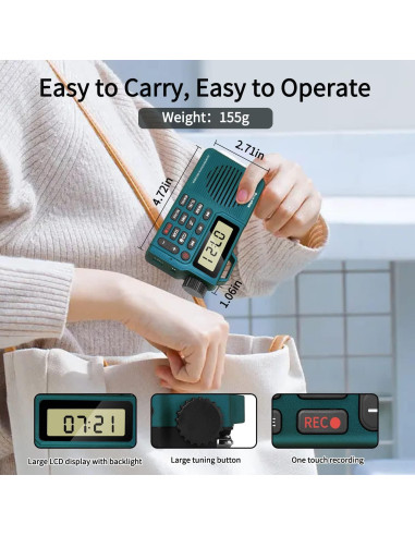 Grabadora de Radio Digital AM/FM Portátil Rysamton Verde