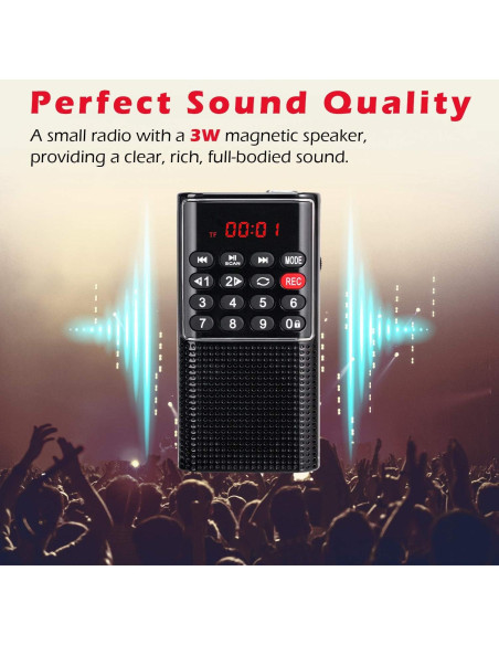 Radio Portátil FM PRUNUS J-328 con Grabadora y Batería Recargable