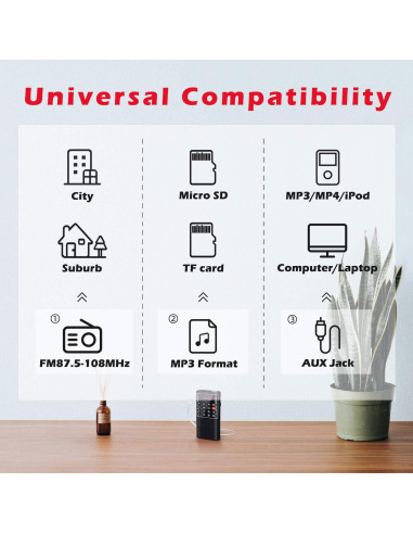 Radio Portátil FM PRUNUS J-328 con Grabadora y Batería Recargable