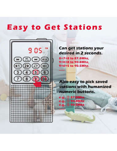 Radio Portátil FM PRUNUS J-328 con Grabadora y Batería Recargable