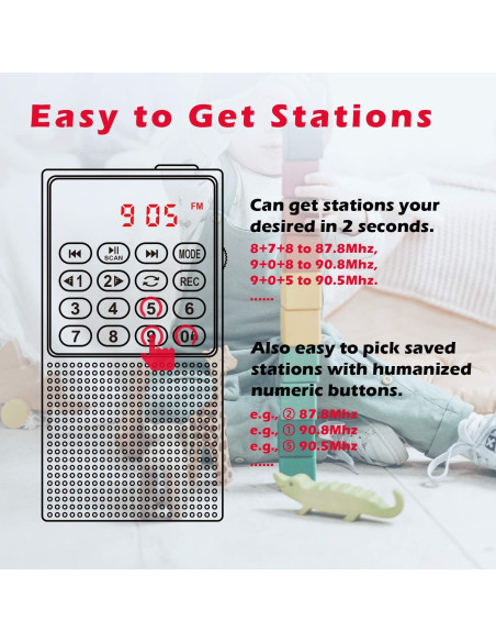 Radio Portátil FM PRUNUS J-328 con Grabadora y Batería Recargable