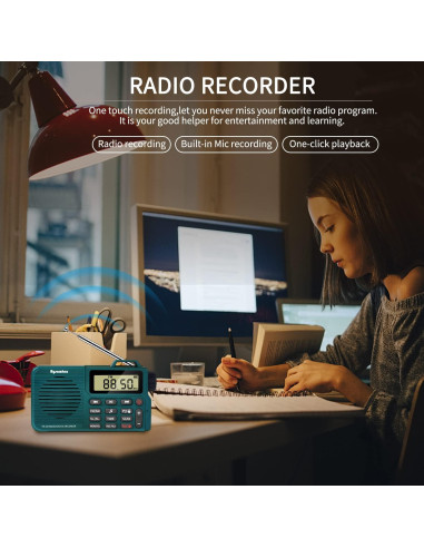 Grabadora de Radio Digital AM/FM Portátil Rysamton Verde