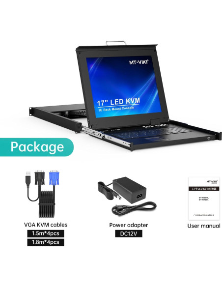Consola KVM Rack 1U MT-VIKI 8 Puertos VGA 17" LCD