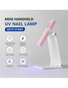 Luz UV Portátil AIRSEE Mini para Uñas de Gel Rosa 300mAh 2