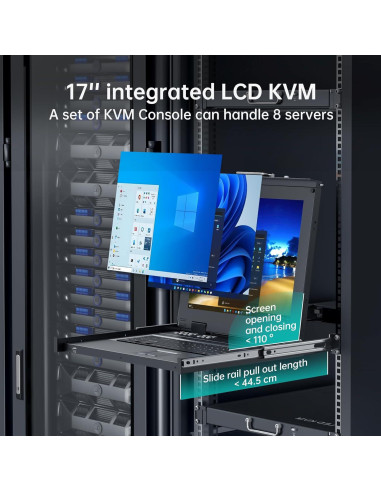 Consola KVM Rack 1U MT-VIKI 8 Puertos VGA 17" LCD