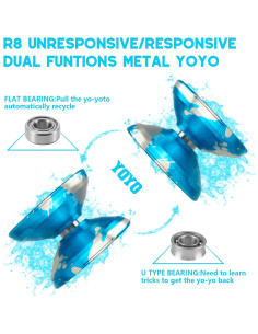 Yoyo WATIEOBOO R8 Profesional Doble Función Azul Plata 2