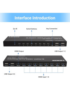 Conmutador KVM HDMI 8 Puertos TCNEWCL 4K@60Hz Control Remoto 2
