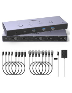 Interruptor KVM UGREEN 8K@60Hz para 4 Computadoras USB 3.0