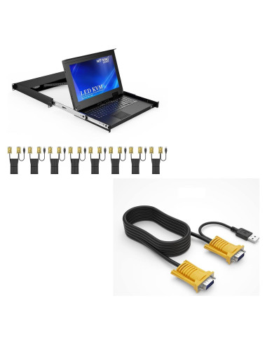 Consola KVM VGA 8 Puertos MT-VIKI + Cable 3.05m Negro