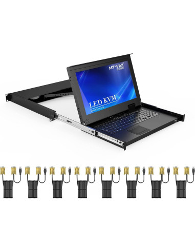 Consola KVM VGA 8 Puertos MT-VIKI + Cable 3.05m Negro