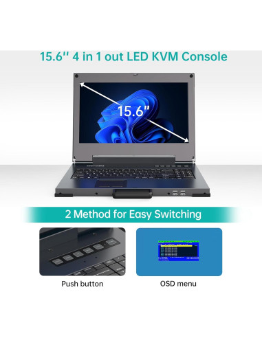 Consola KVM LCD 4K MT-VIKI 15.6" portátil con HDMI/DP