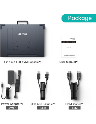 Consola KVM LCD 4K MT-VIKI 15.6" portátil con HDMI/DP