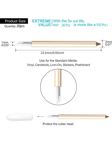 20 Cuchillas de Punta Fina Premium AUNKZL para Corte Preciso