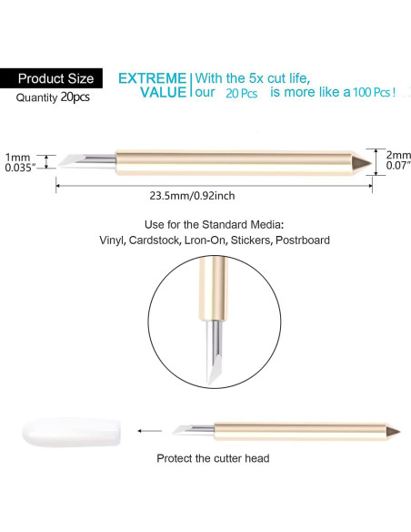 20 Cuchillas de Punta Fina Premium AUNKZL para Corte Preciso