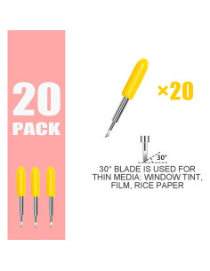 20 Cuchillas de Repuesto Punta Fina Amarillas 30 para Cricut 2
