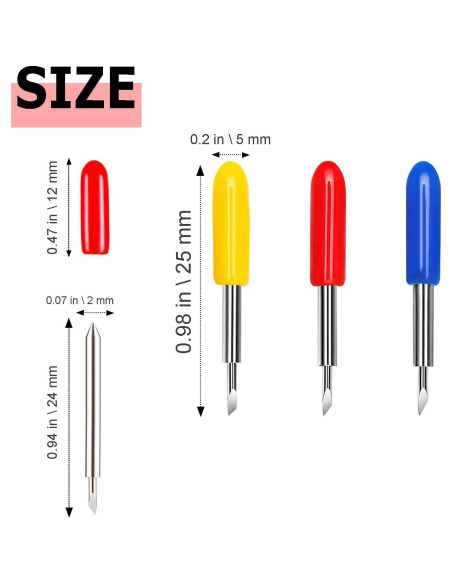 20 Cuchillas de Repuesto Punta Fina Amarillas 30 para Cricut