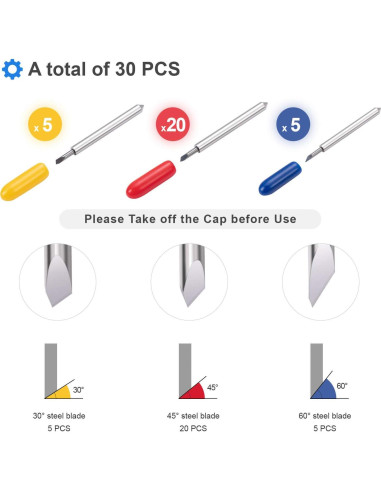 30 Cuchillas de Corte STREWEEK para Cricut Explore Air 2/3/Maker