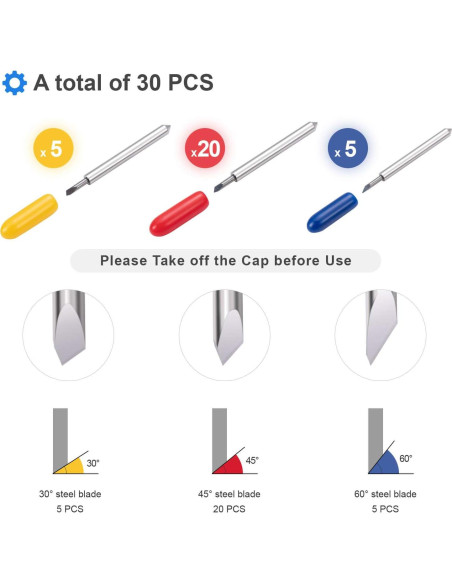 30 Cuchillas de Corte STREWEEK para Cricut Explore Air 2/3/Maker