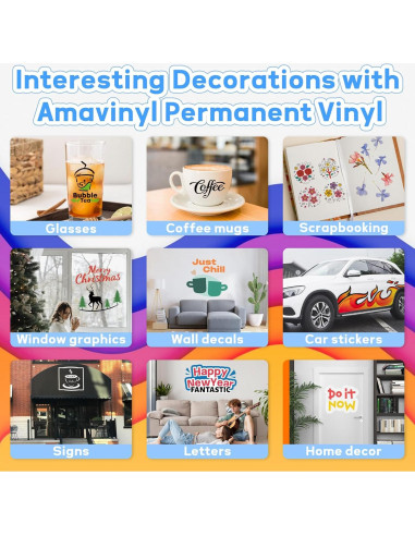 Hojas de Vinilo Adhesivo Amavinyl 65 Colores 30.48x30.48cm