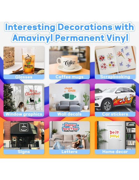 Hojas de Vinilo Adhesivo Amavinyl 65 Colores 30.48x30.48cm