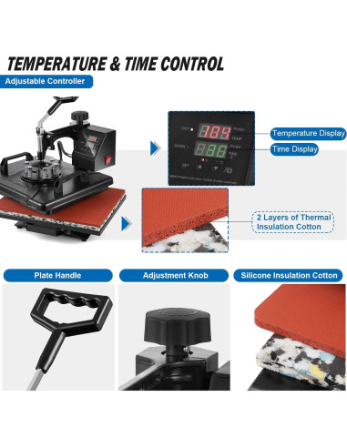 Máquina de Prensa de Calor 8 en 1 Topdeep 30x38 cm